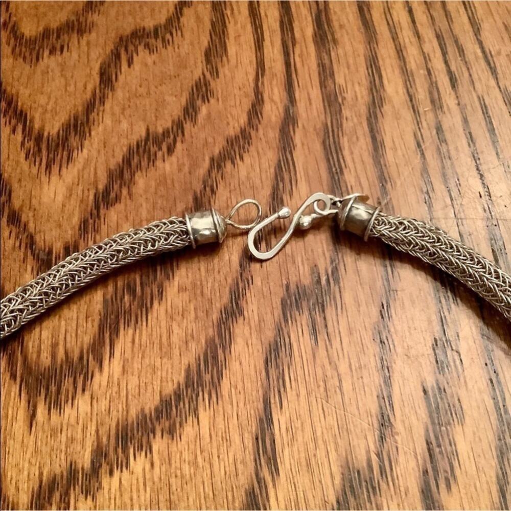100% Silver Knitted Necklace & Earrings Set - Picture 6 of 13